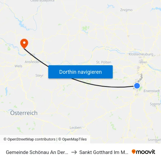 Gemeinde Schönau An Der Triesting to Sankt Gotthard Im Mühlkreis map