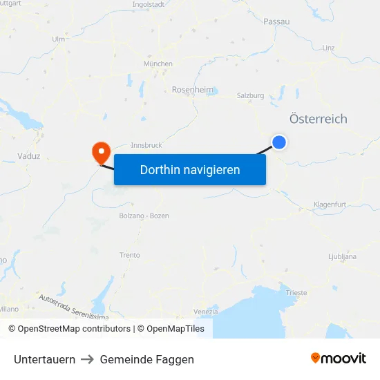 Untertauern to Gemeinde Faggen map