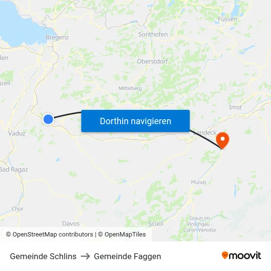 Gemeinde Schlins to Gemeinde Faggen map