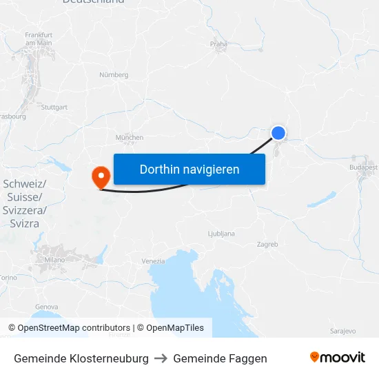 Gemeinde Klosterneuburg to Gemeinde Faggen map