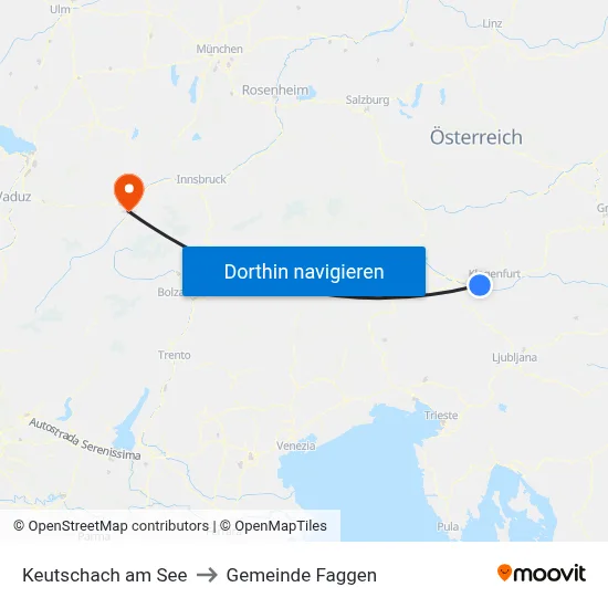 Keutschach am See to Gemeinde Faggen map