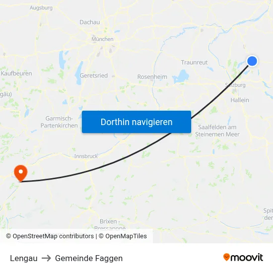 Lengau to Gemeinde Faggen map