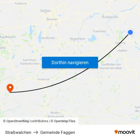 Straßwalchen to Gemeinde Faggen map