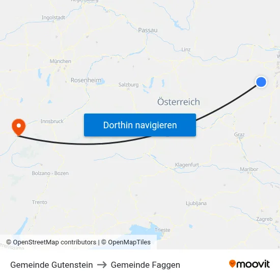 Gemeinde Gutenstein to Gemeinde Faggen map