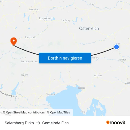 Seiersberg-Pirka to Gemeinde Fiss map