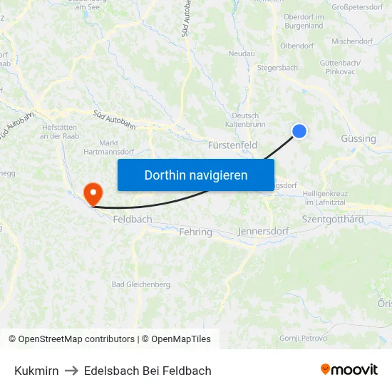 Kukmirn to Edelsbach Bei Feldbach map