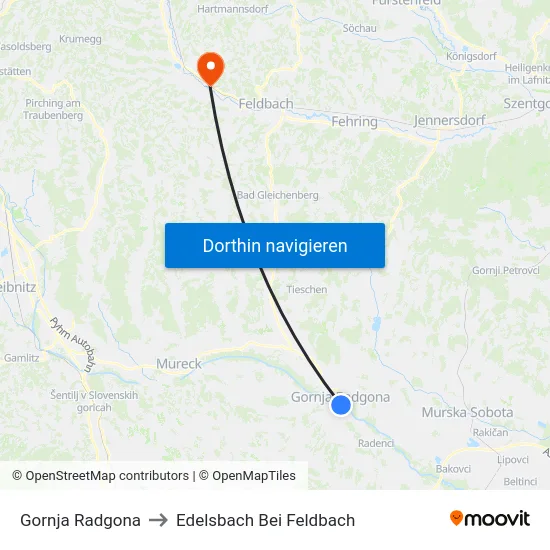 Gornja Radgona to Edelsbach Bei Feldbach map