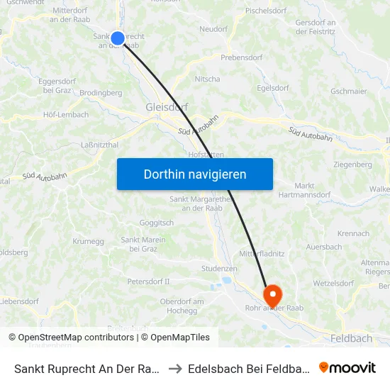 Sankt Ruprecht An Der Raab to Edelsbach Bei Feldbach map
