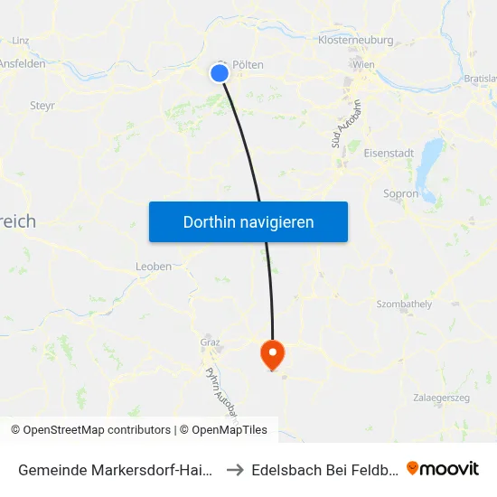 Gemeinde Markersdorf-Haindorf to Edelsbach Bei Feldbach map