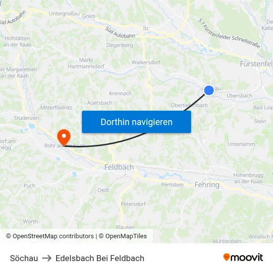 Söchau to Edelsbach Bei Feldbach map