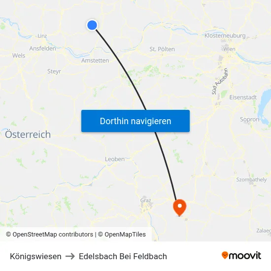 Königswiesen to Edelsbach Bei Feldbach map