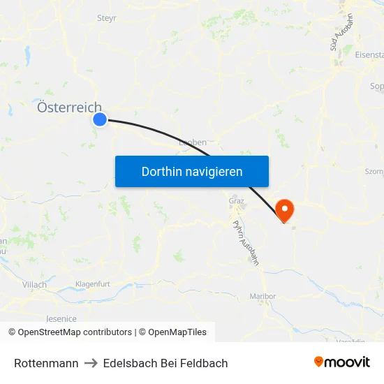 Rottenmann to Edelsbach Bei Feldbach map