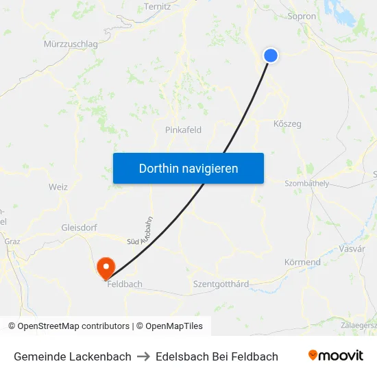 Gemeinde Lackenbach to Edelsbach Bei Feldbach map