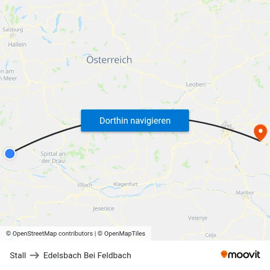Stall to Edelsbach Bei Feldbach map