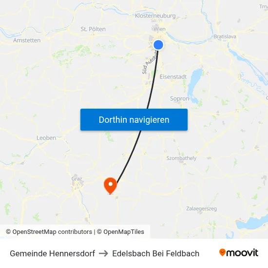 Gemeinde Hennersdorf to Edelsbach Bei Feldbach map