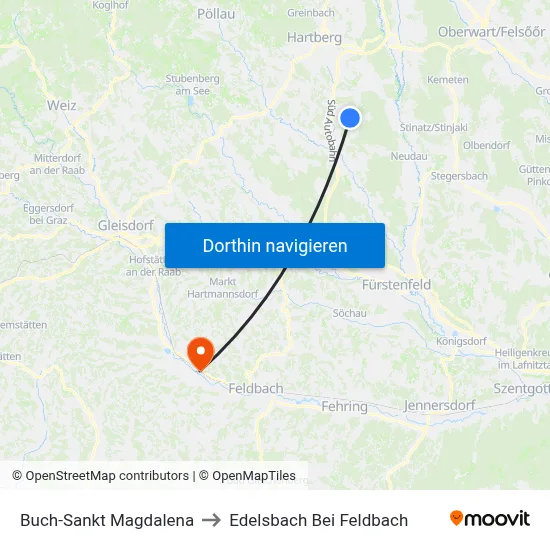 Buch-Sankt Magdalena to Edelsbach Bei Feldbach map