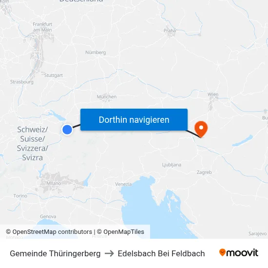 Gemeinde Thüringerberg to Edelsbach Bei Feldbach map