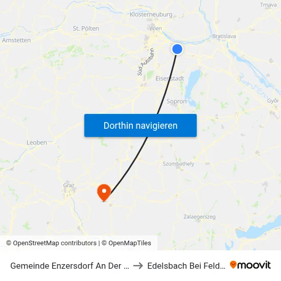 Gemeinde Enzersdorf An Der Fischa to Edelsbach Bei Feldbach map