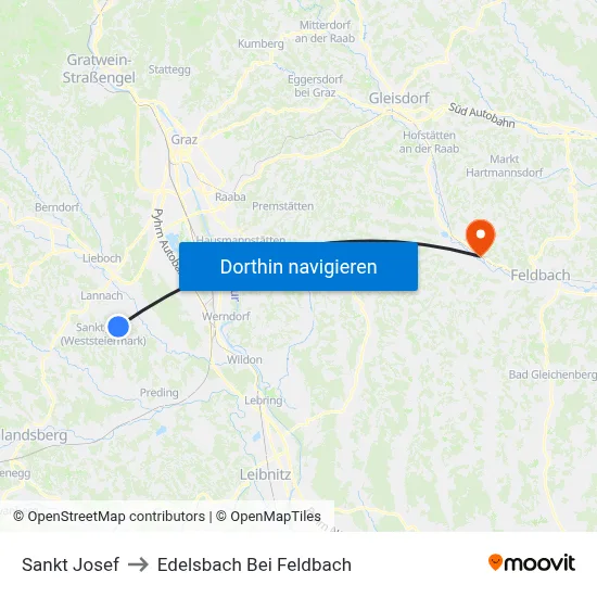 Sankt Josef to Edelsbach Bei Feldbach map