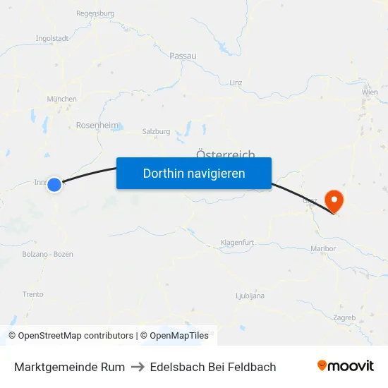 Marktgemeinde Rum to Edelsbach Bei Feldbach map