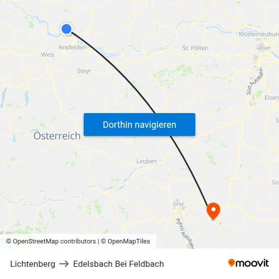 Lichtenberg to Edelsbach Bei Feldbach map