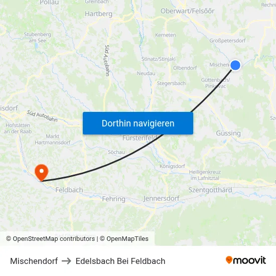 Mischendorf to Edelsbach Bei Feldbach map