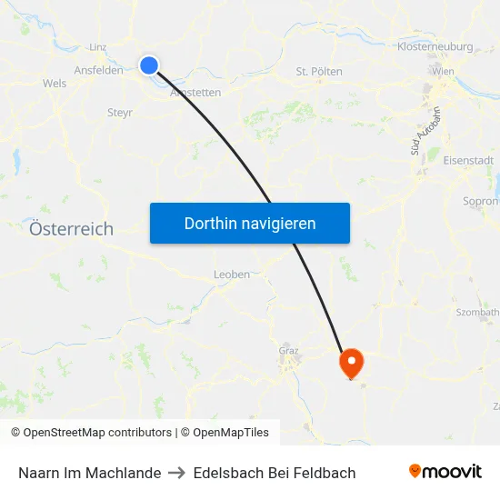 Naarn Im Machlande to Edelsbach Bei Feldbach map