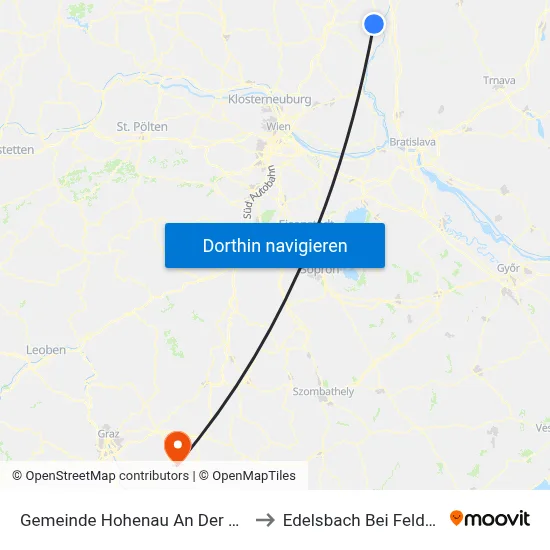Gemeinde Hohenau An Der March to Edelsbach Bei Feldbach map
