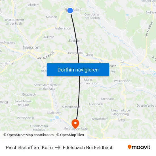 Pischelsdorf am Kulm to Edelsbach Bei Feldbach map