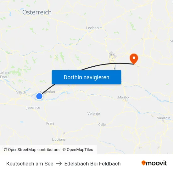 Keutschach am See to Edelsbach Bei Feldbach map
