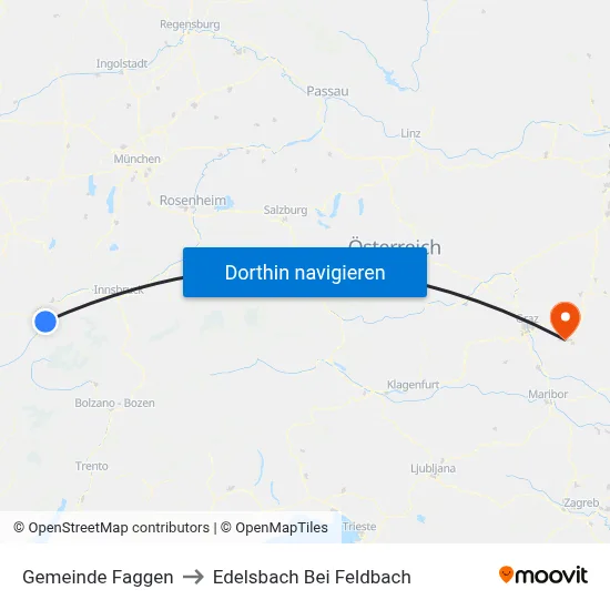Gemeinde Faggen to Edelsbach Bei Feldbach map