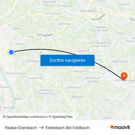 Raaba-Grambach to Edelsbach Bei Feldbach map