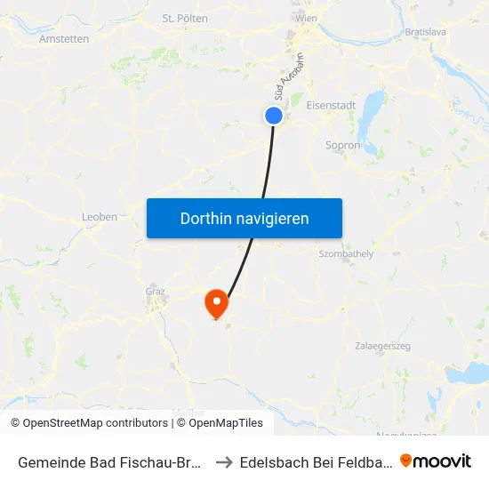 Gemeinde Bad Fischau-Brunn to Edelsbach Bei Feldbach map