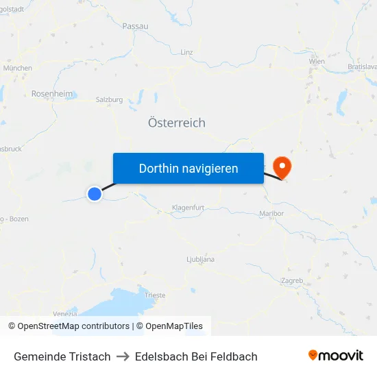 Gemeinde Tristach to Edelsbach Bei Feldbach map