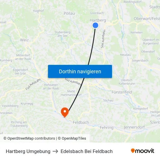Hartberg Umgebung to Edelsbach Bei Feldbach map