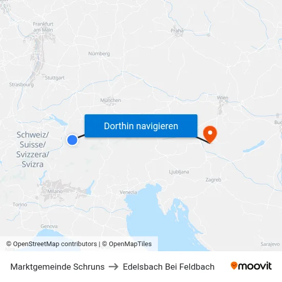 Marktgemeinde Schruns to Edelsbach Bei Feldbach map