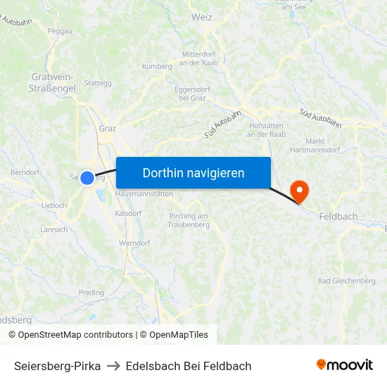 Seiersberg-Pirka to Edelsbach Bei Feldbach map