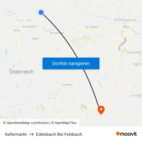 Kefermarkt to Edelsbach Bei Feldbach map