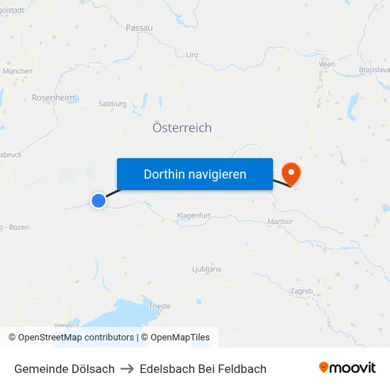 Gemeinde Dölsach to Edelsbach Bei Feldbach map