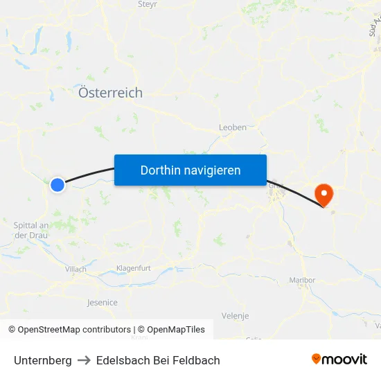 Unternberg to Edelsbach Bei Feldbach map