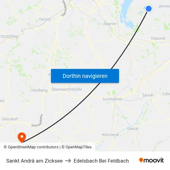 Sankt Andrä am Zicksee to Edelsbach Bei Feldbach map