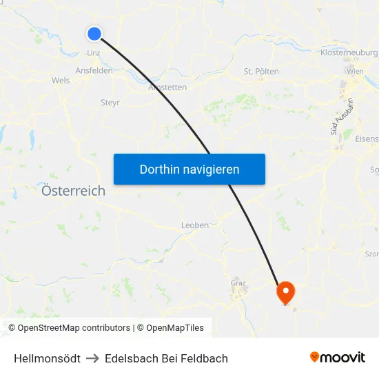 Hellmonsödt to Edelsbach Bei Feldbach map