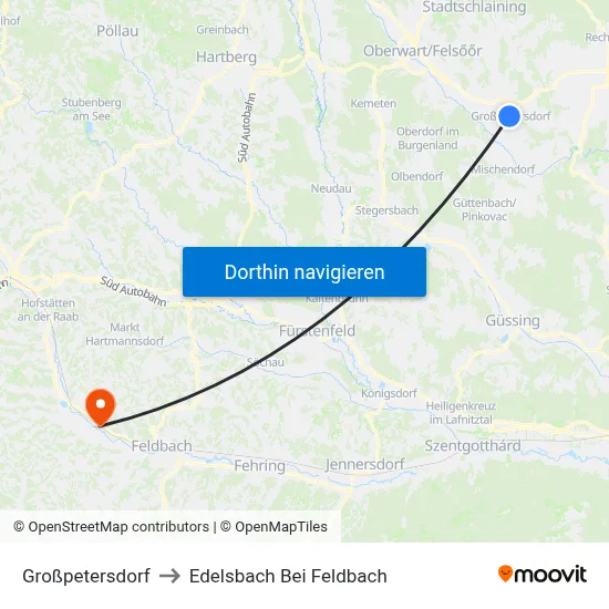 Großpetersdorf to Edelsbach Bei Feldbach map
