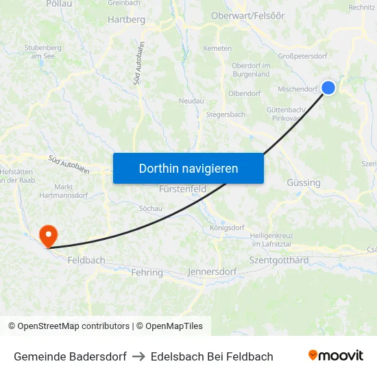 Gemeinde Badersdorf to Edelsbach Bei Feldbach map