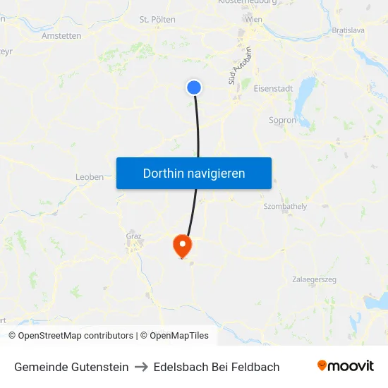 Gemeinde Gutenstein to Edelsbach Bei Feldbach map
