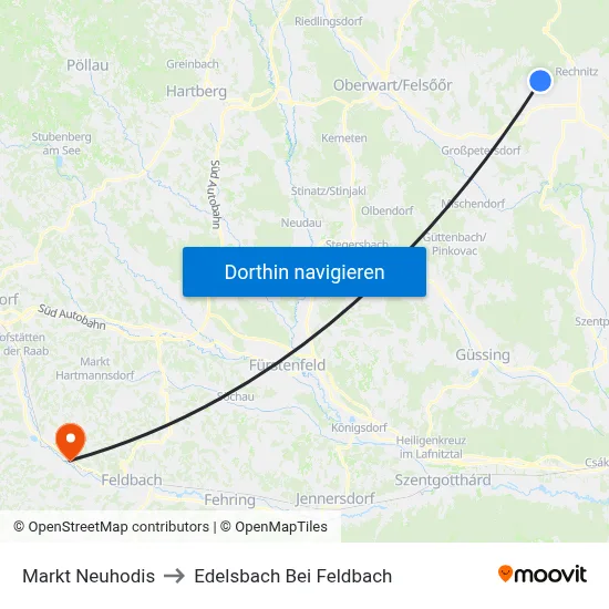 Markt Neuhodis to Edelsbach Bei Feldbach map