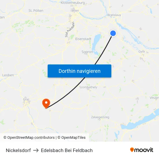 Nickelsdorf to Edelsbach Bei Feldbach map