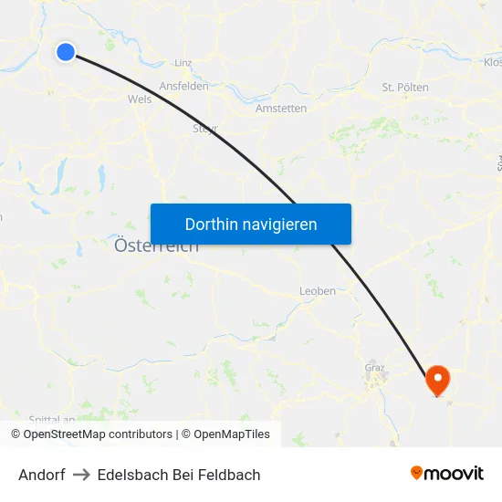 Andorf to Edelsbach Bei Feldbach map