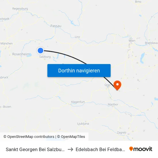 Sankt Georgen Bei Salzburg to Edelsbach Bei Feldbach map