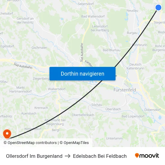 Ollersdorf Im Burgenland to Edelsbach Bei Feldbach map